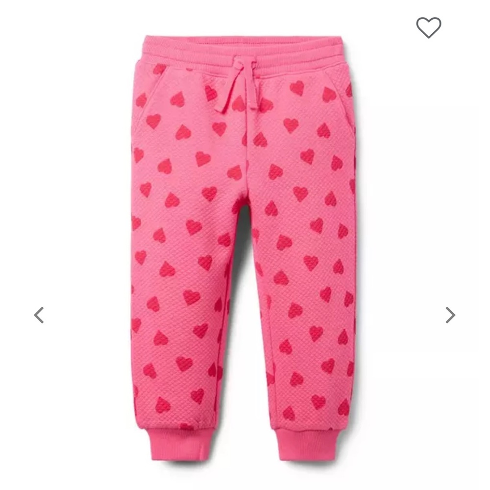 Janie and Jack Quilted Pink and Red Hearts Infant Toddler 3T Sweatpants Joggers